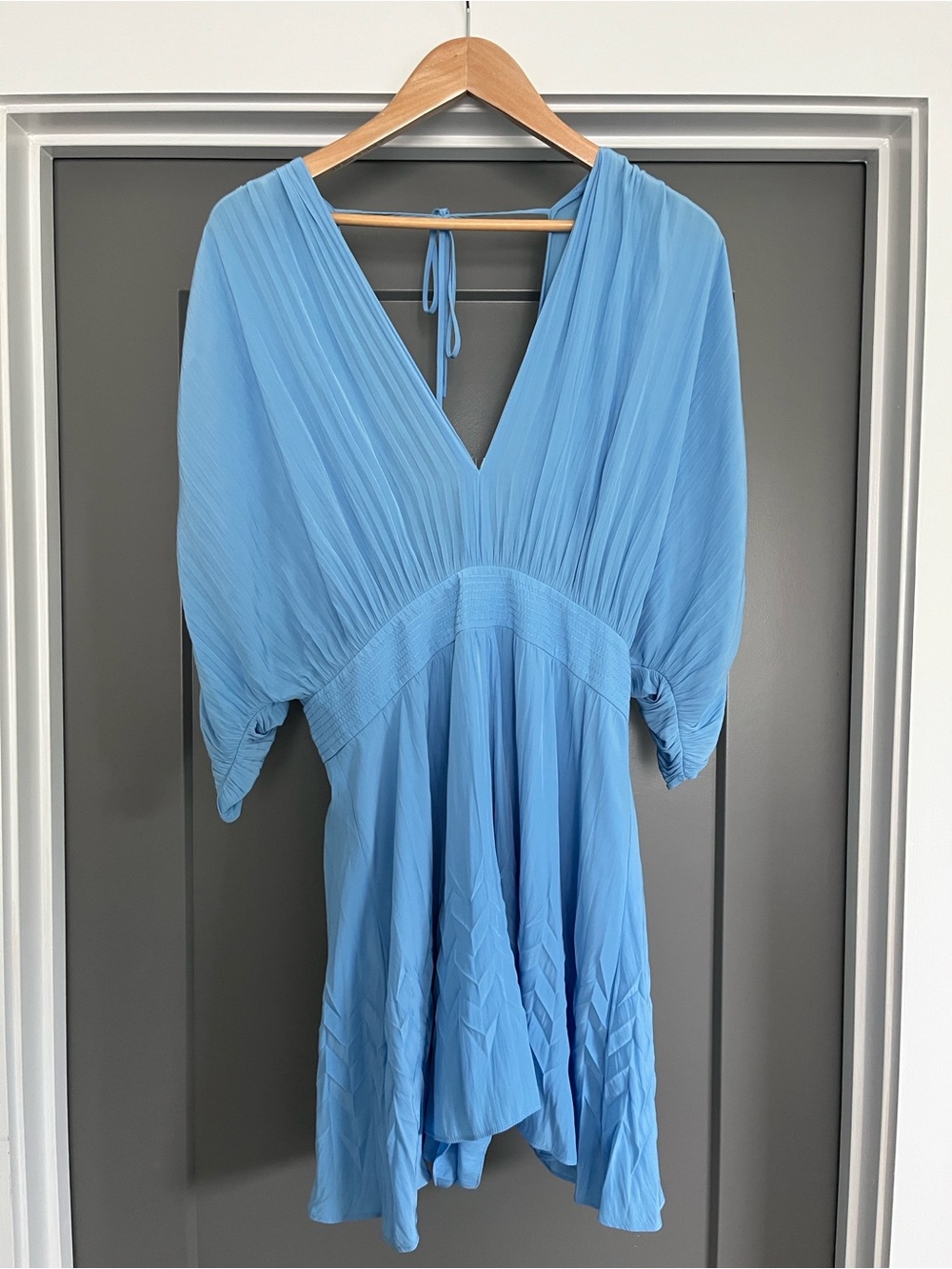 NWT Ramy Brook Women’s Gweneth Romper - Light Blue V-Neck Pleated